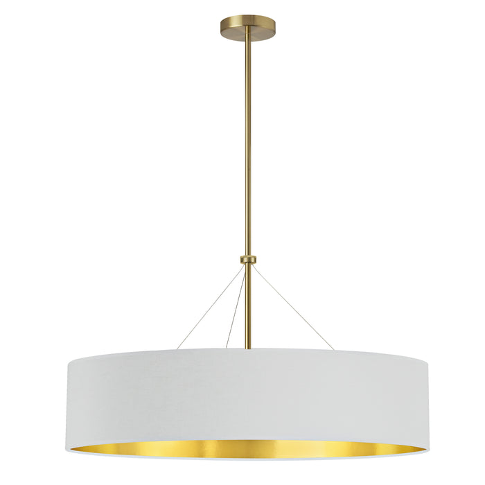 Pallavi 4 Light Pendant - 30" dia - Aged Brass - White/Gold Shade