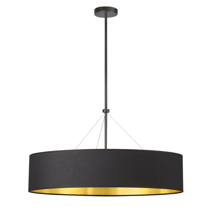 Pallavi 4 Light Pendant - 30" dia - Matte Black - Black/Gold Shade