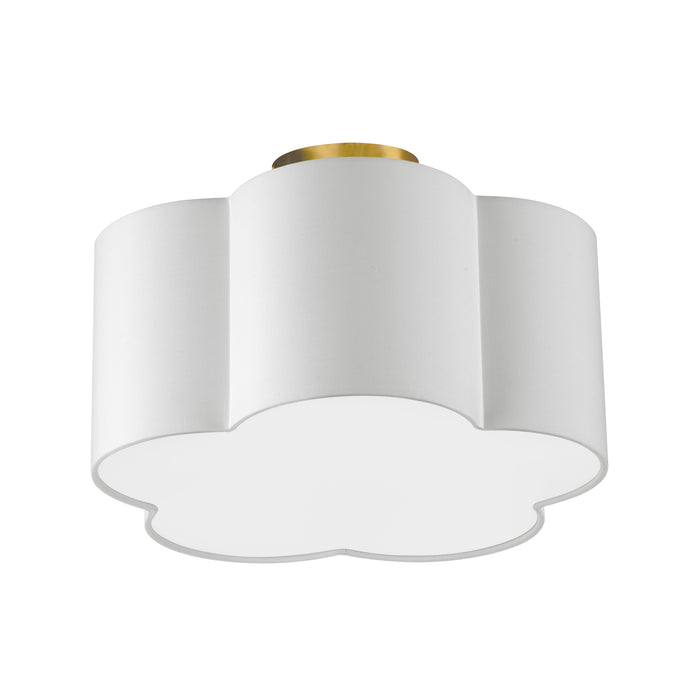 Phlox 3 Light Flush Mount - Small - Aged Brass - White Shade