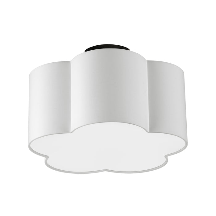 Phlox 3 Light Flush Mount - Small - Matte Black - White Shade