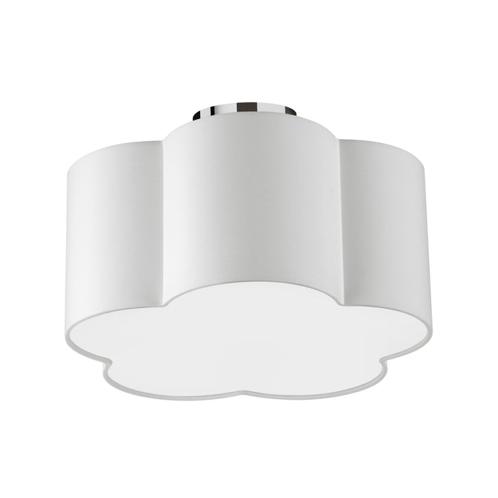 Phlox 3 Light Flush Mount - Small - Polished Chrome - White Shade