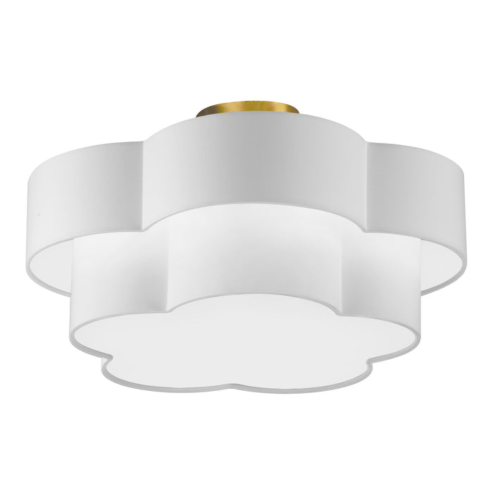 Phlox 3 Light Flush Mount - Large - Aged Brass - White Shade