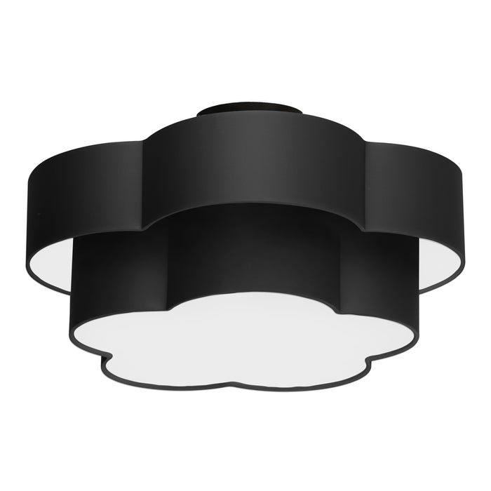 Phlox 3 Light Flush Mount - Large - Matte Black - Black/White Shade