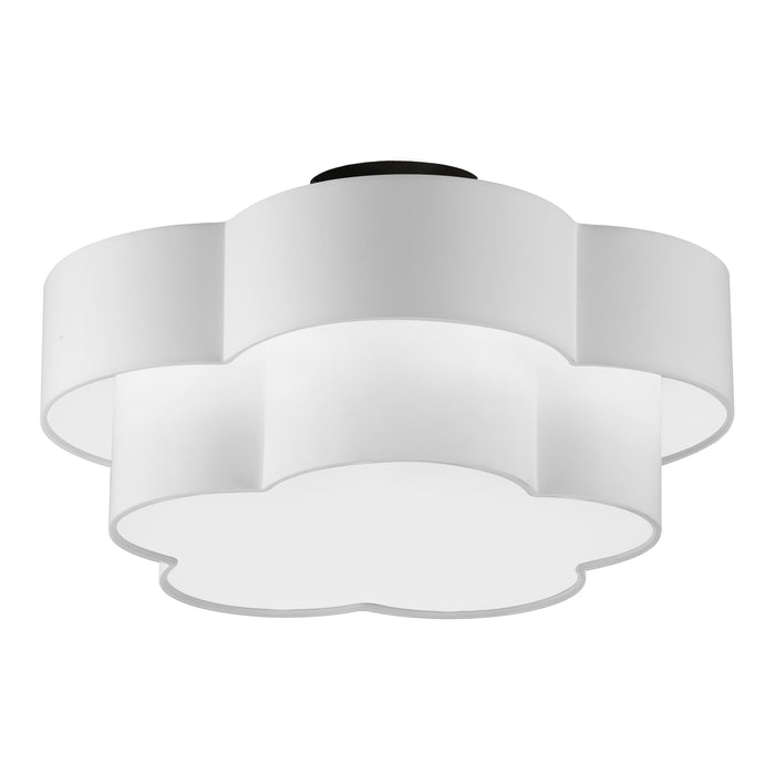 Phlox 3 Light Flush Mount - Large - Matte Black - White Shade