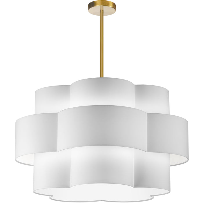 Phlox 4 Light Chandelier - Aged Brass - White Shade