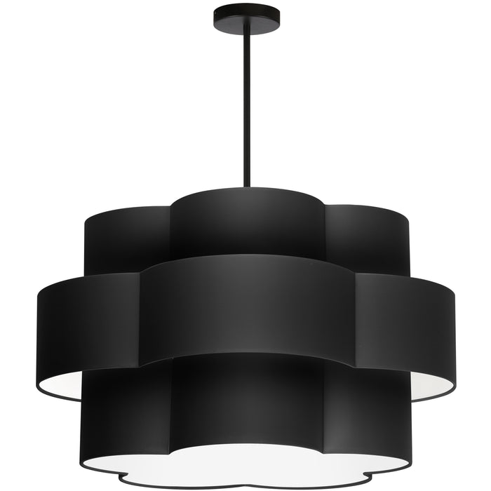 Phlox 4 Light Chandelier - Matte Black - Black/White Shade