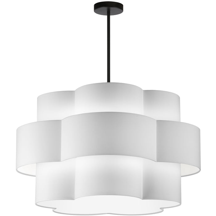 Phlox 4 Light Chandelier - Matte Black - White Shade