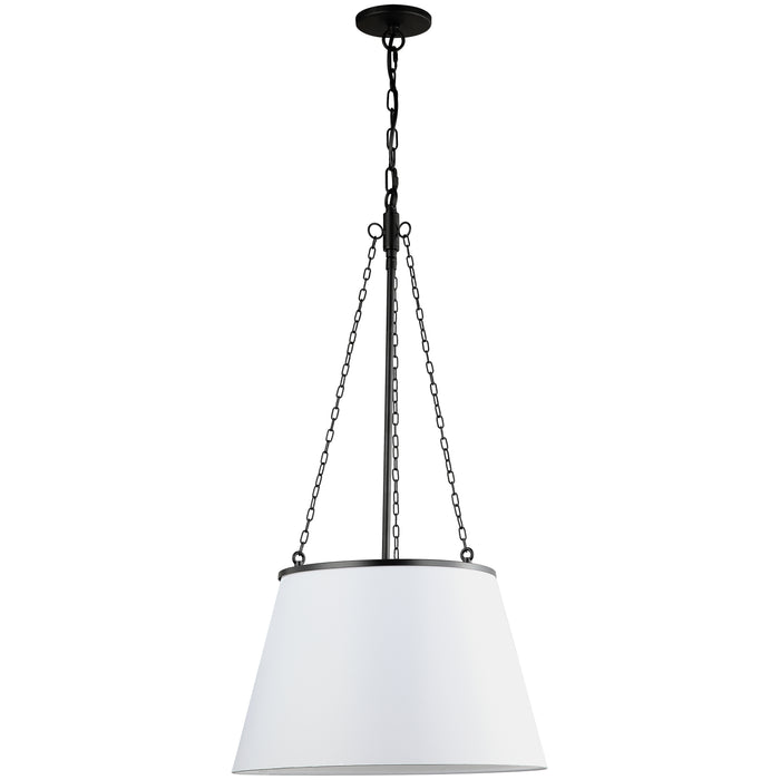 Plymouth 1 Light Pendant - Matte Black - White Shade