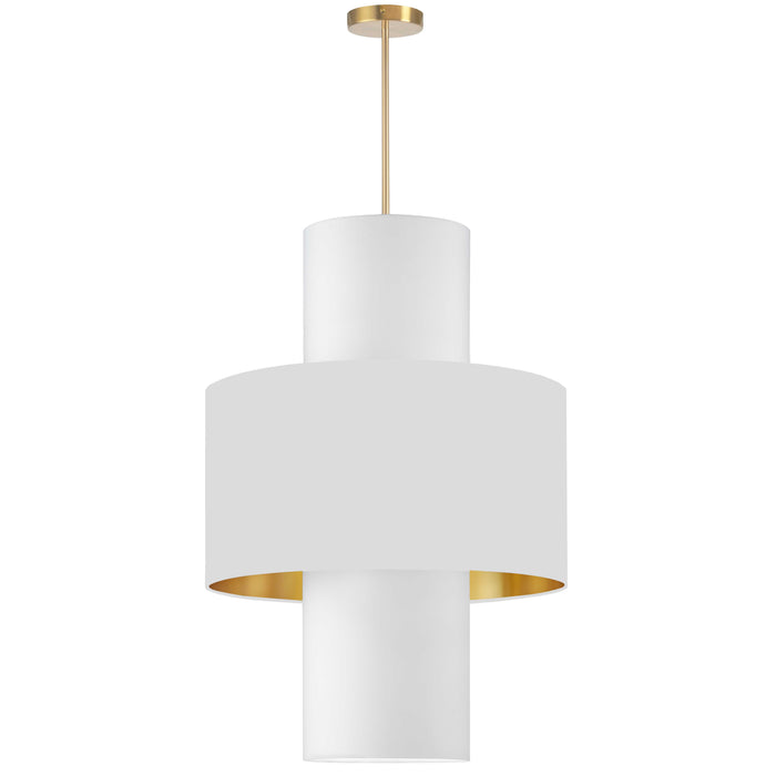 Patrona 4 Light Pendant - Aged Brass - White/Gold/White Shades