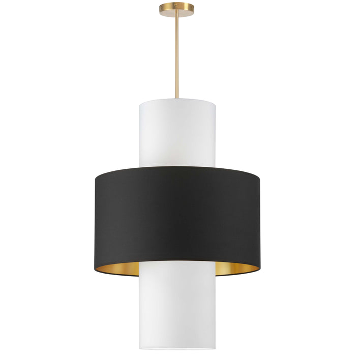 Patrona 4 Light Pendant - Aged Brass - Black/Gold/White Shades