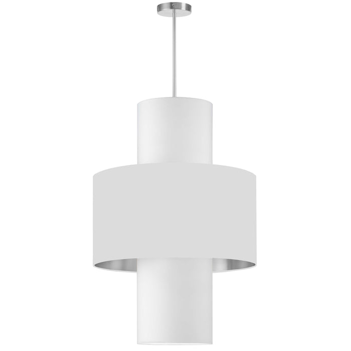 Patrona 4 Light Pendant - Polished Chrome - White/Silver/White Shades