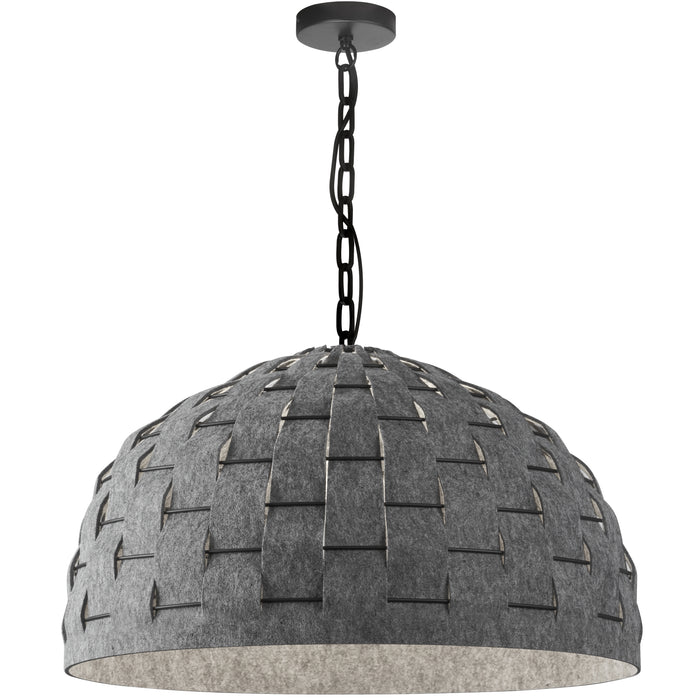 Priscilla 1 Light Pendant - Matte Black - Grey Felt Shade