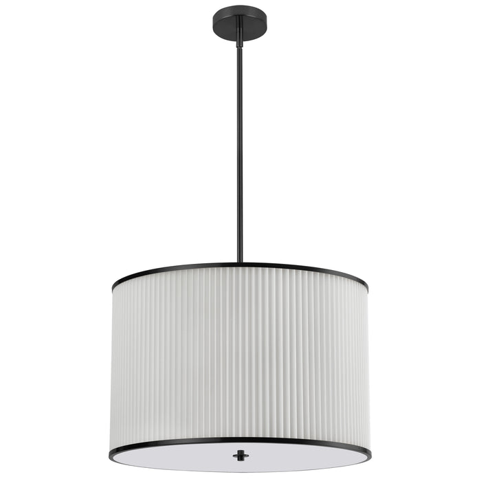 Prudy 4 Light Pendant - Matte Black - White Pleated Shade