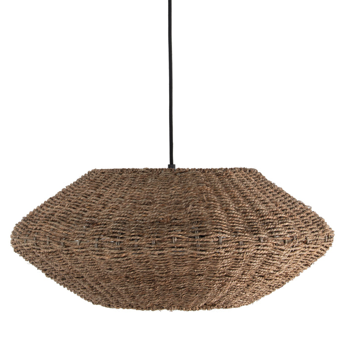 Pourel 3 Light Pendant - Small - Matte Black Finish - Natural Shade