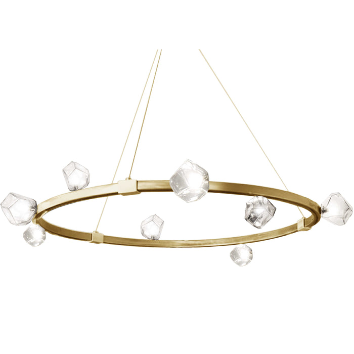 Pearlene 12 Light Chandelier - Aged Brass - Clear Glass