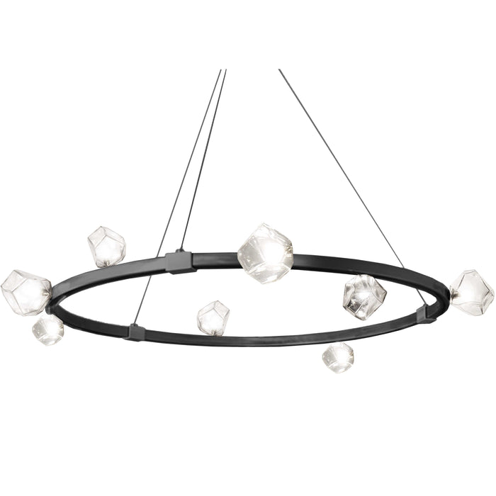 Pearlene 12 Light Chandelier - Matte Black - Clear Glass