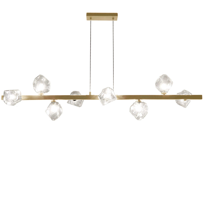 Pearlene 8 Light Horizontal Pendant - Aged Brass - Clear Glass