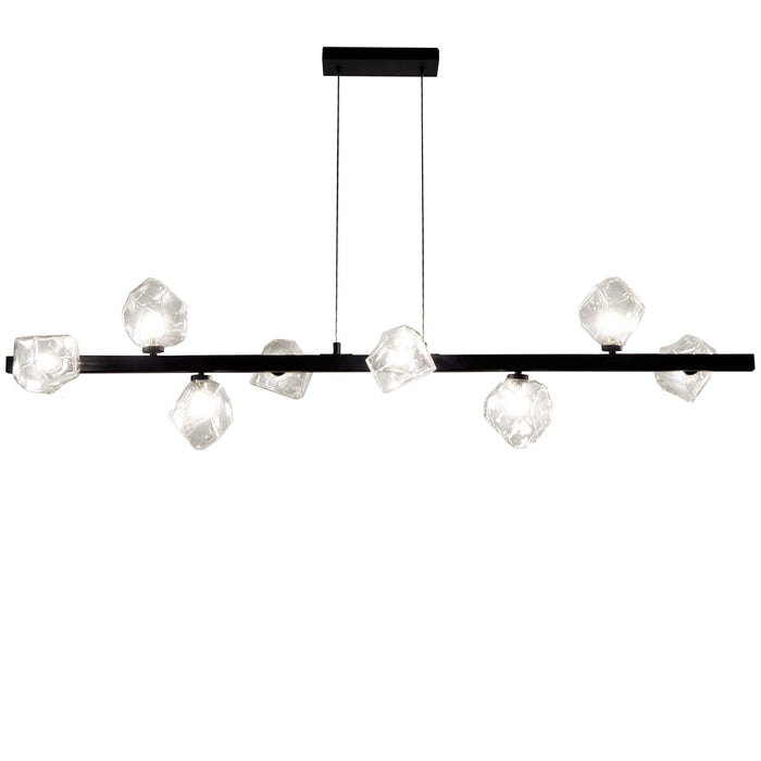 Pearlene 8 Light Horizontal Pendant - Matte Black - Clear Glass