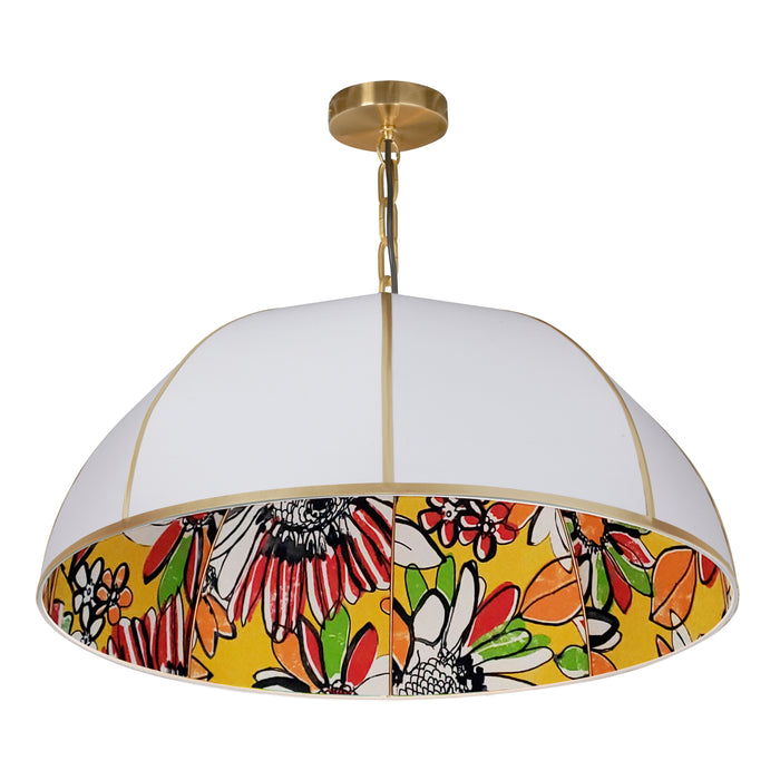 Parasol 1 Light Pendant - Aged Brass - White Shade