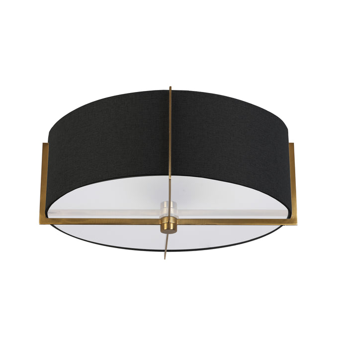 Preston 3 Light Semi-Flush Mount - Aged Brass - Black Shade