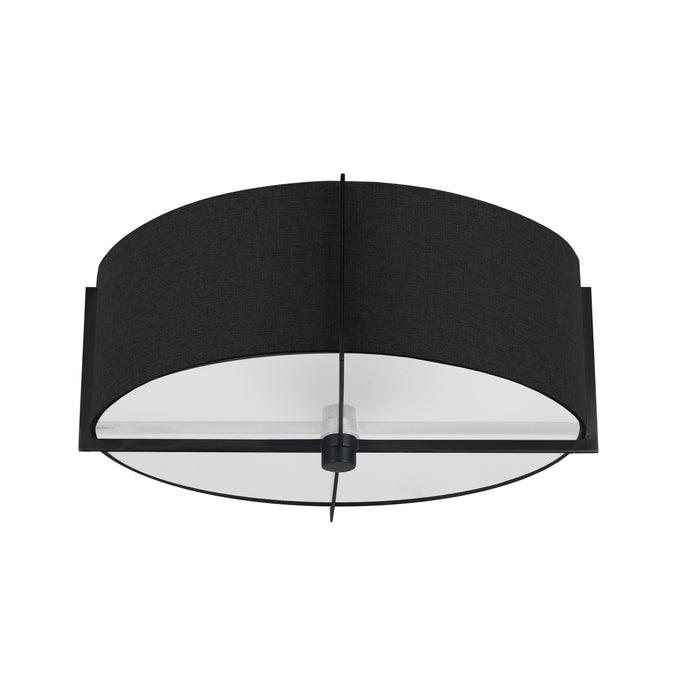 Preston 3 Light Semi-Flush Mount - Matte Black - Black Shade