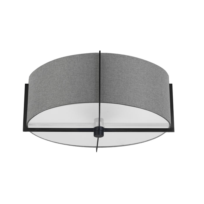 Preston 3 Light Semi-Flush Mount - Matte Black - Grey Shade