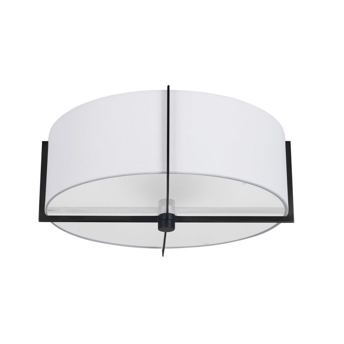 Preston 3 Light Semi-Flush Mount - Matte Black - White Shade