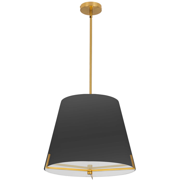 Preston 4 Light Pendant - 19" dia - Aged Brass - Black Fabric shade