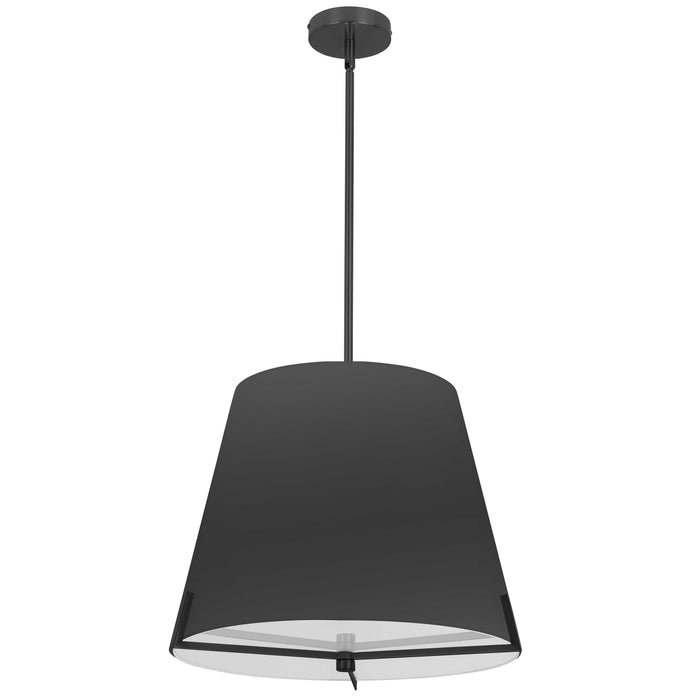 Preston 4 Light Pendant - 19" dia - Matte Black - Black Fabric shade