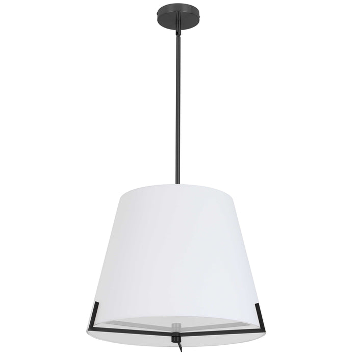 Preston 4 Light Pendant - 19" dia - Matte Black - White Fabric shade