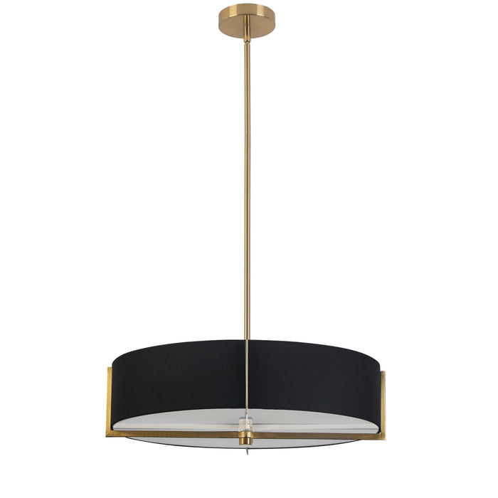 Preston 4 Light Pendant - 21" dia - Aged Brass - Black Shade