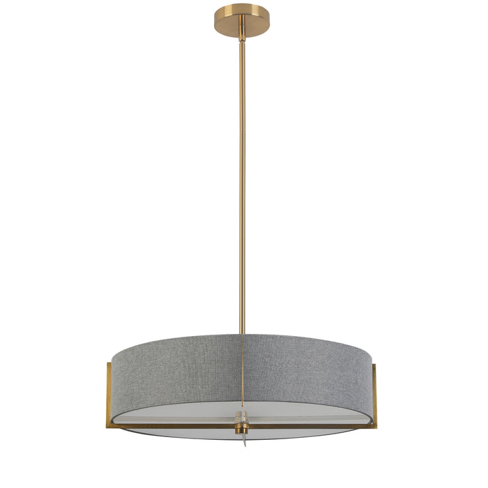 Preston 4 Light Pendant - 21" dia - Aged Brass - Grey Shade