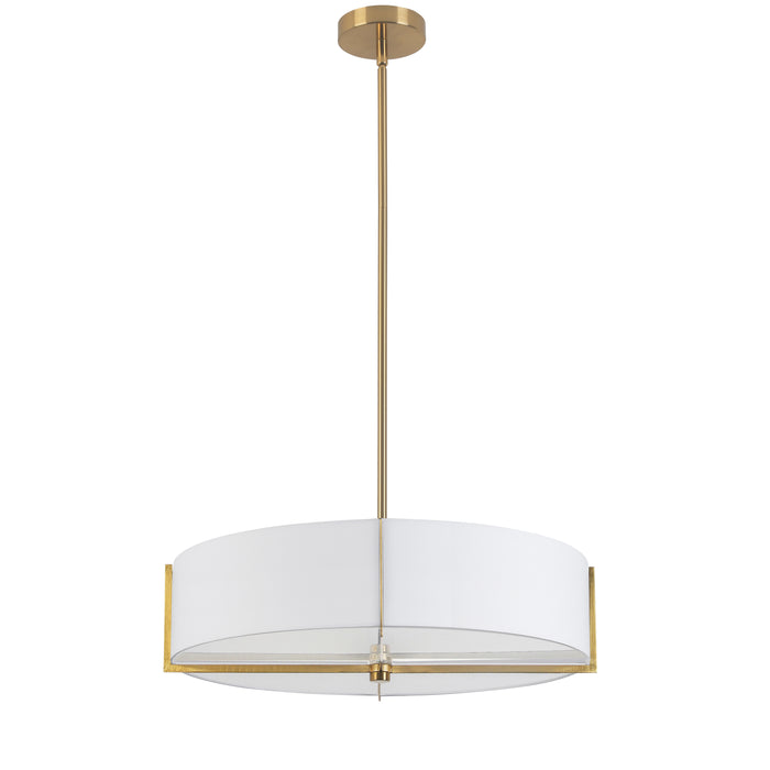 Preston 4 Light Pendant - 21" dia - Aged Brass - White Shade