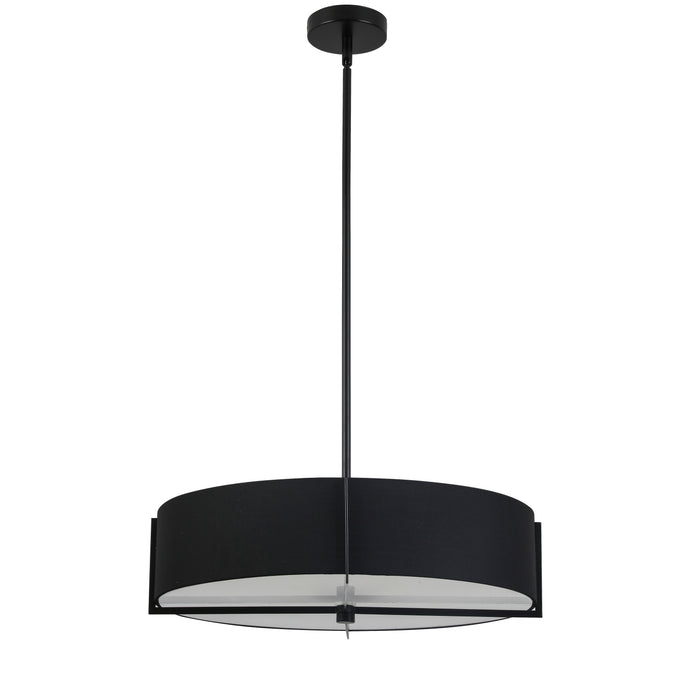 Preston 4 Light Pendant - 21" dia - Matte Black - Black Shade