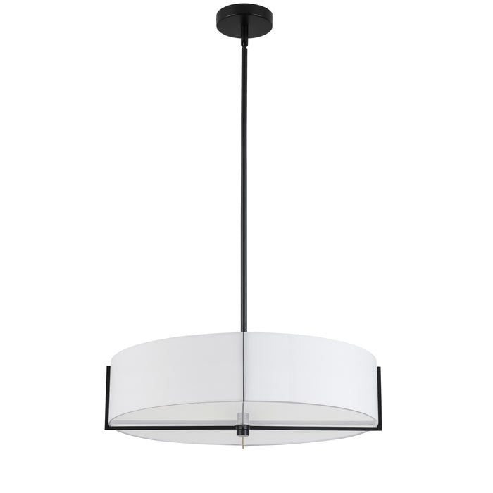 Preston 4 Light Pendant - 21" dia - Matte Black - White Shade