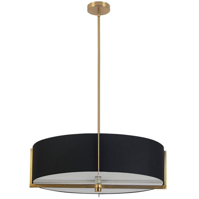 Preston 4 Light Pendant - 26" dia - Aged Brass - Black Shade