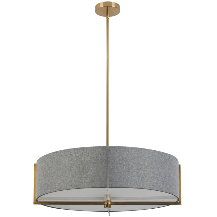 Preston 4 Light Pendant - 26" dia - Aged Brass - Grey Shade