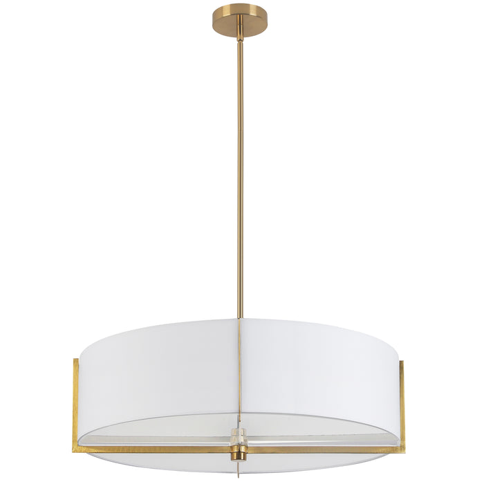 Preston 4 Light Pendant - 26" dia - Aged Brass - White Shade