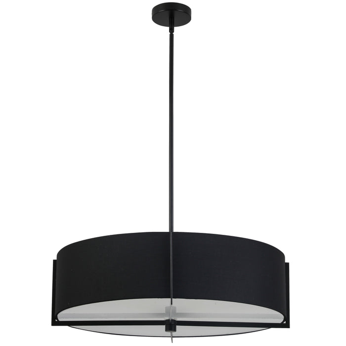 Preston 4 Light Pendant - 26" dia - Matte Black - Black Shade