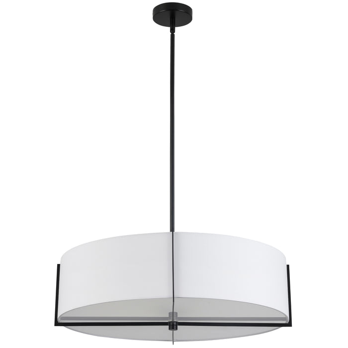 Preston 4 Light Pendant - 26" dia - Matte Black - White Shade