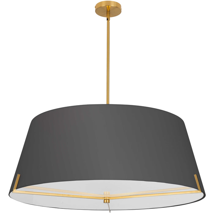 Preston 4 Light Pendant - 33" dia - Aged Brass - Black Fabric shade