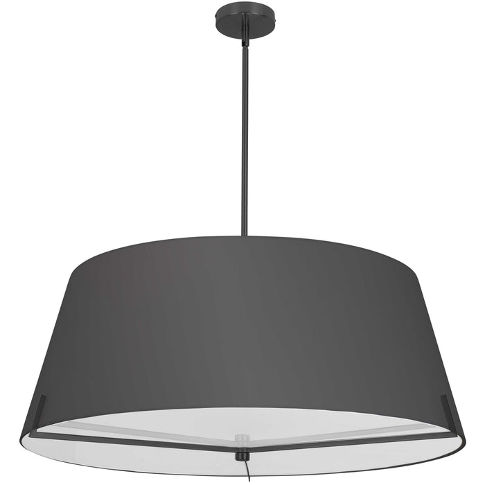 Preston 4 Light Pendant - 33" dia - Matte Black - Black Fabric shade