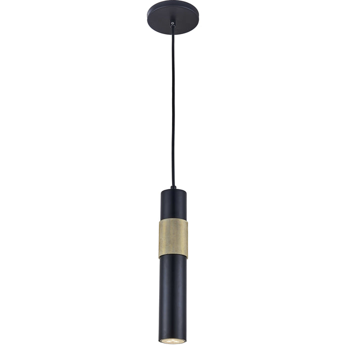 Passwell 1 Light Pendant - Matte Black/Aged Brass