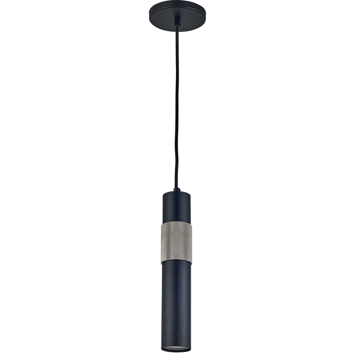 Passwell 1 Light Pendant - Matte Black/Satin Chrome