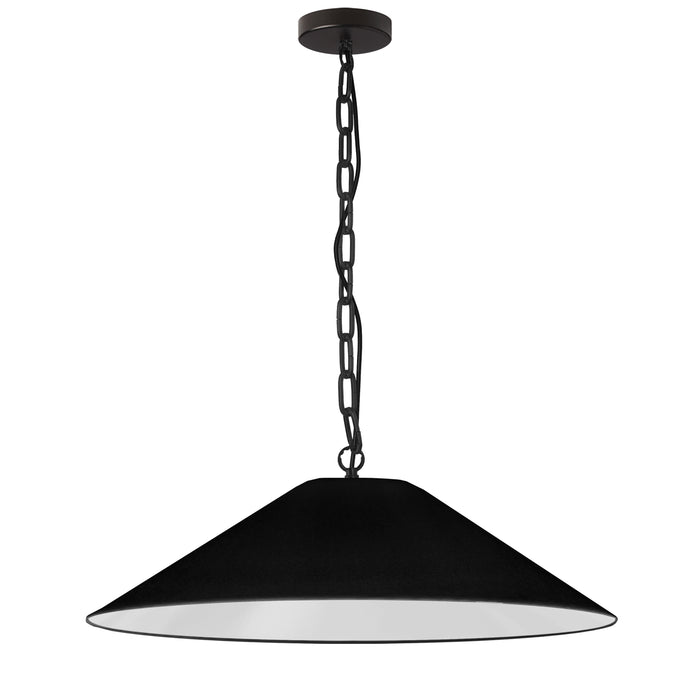 Presley 1 Light Pendant - Large - Matte Black - Black/White Shade