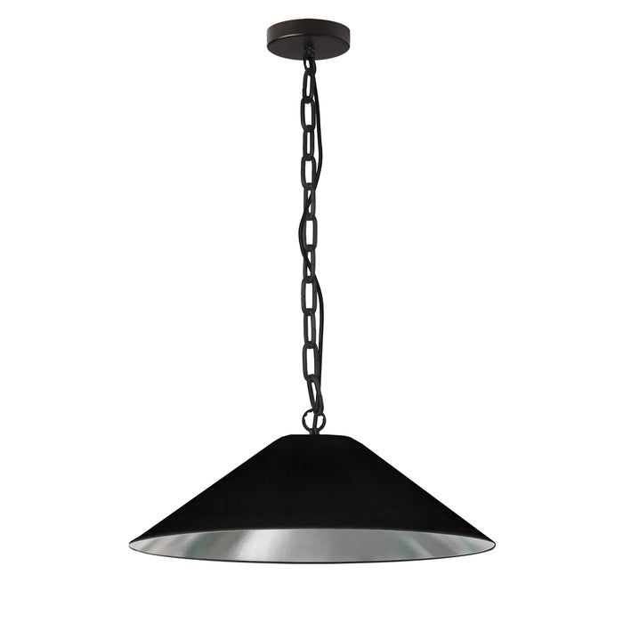 Presley 1 Light Pendant - Medium - Matte Black - Black/Silver Shade