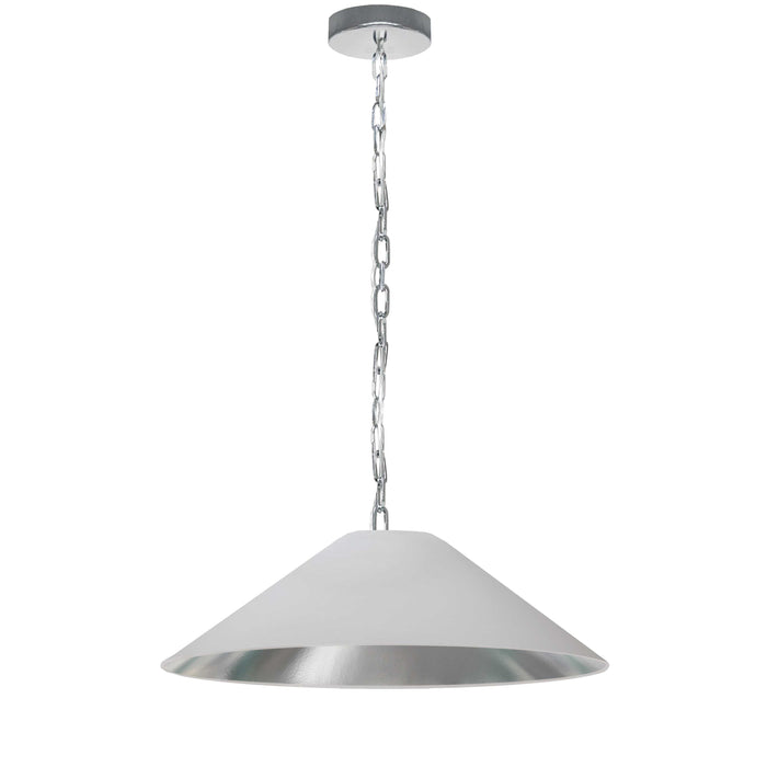 Presley 1 Light Pendant - Medium - Polished Chrome - White/Silver Shade