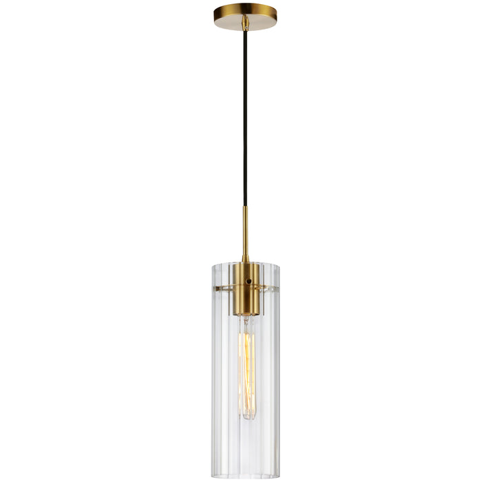 Patia 1 Light Pendant - Aged Brass - Clear Fluted Glass