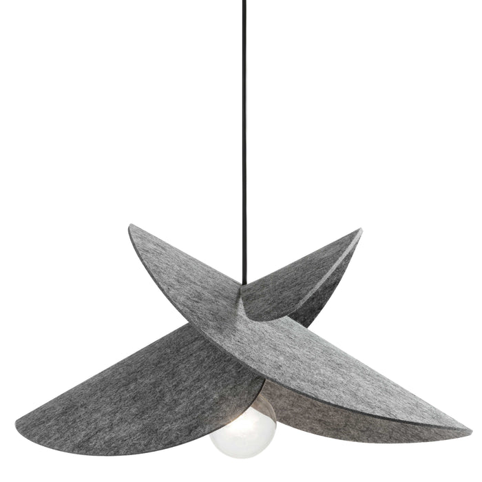 Pétale 1 Light Pendant - Matte Black - Grey Felt Shade