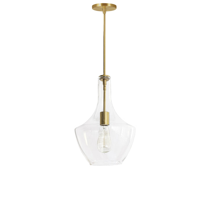 Petalite 1 Light Pendant - Small - Aged Brass - Clear Glass